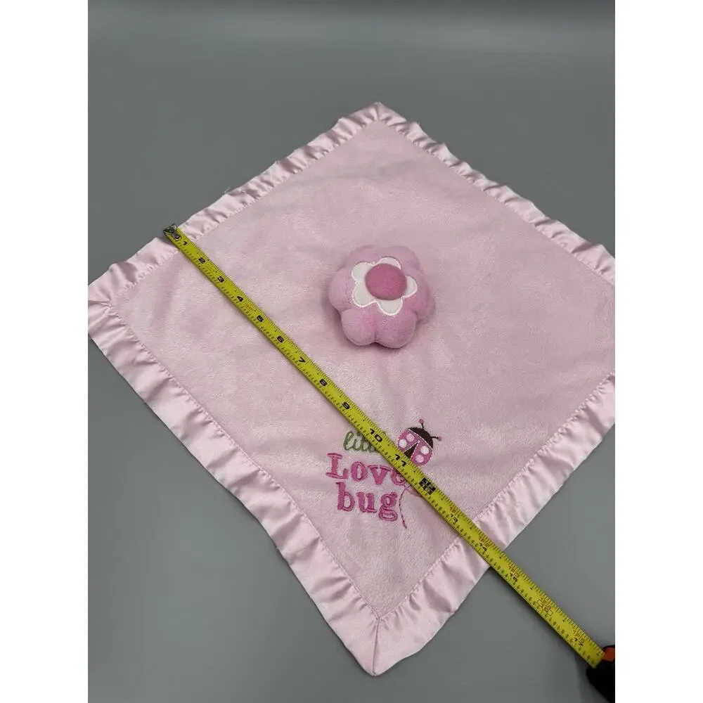 Circo Little Love Bug Pink Flower Lovey Baby Security Blanket Satin Like Trim